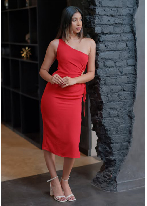 ANDREA ONE SHOULDER RED DRESS